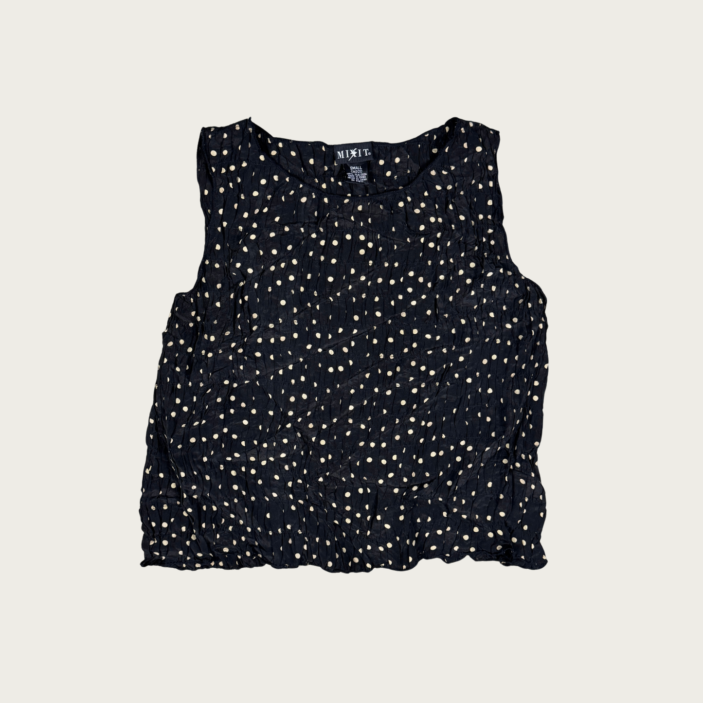 (S/M) 90s/Y2K Silk Polka Dot Top