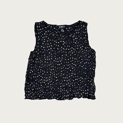 (S/M) 90s/Y2K Silk Polka Dot Top