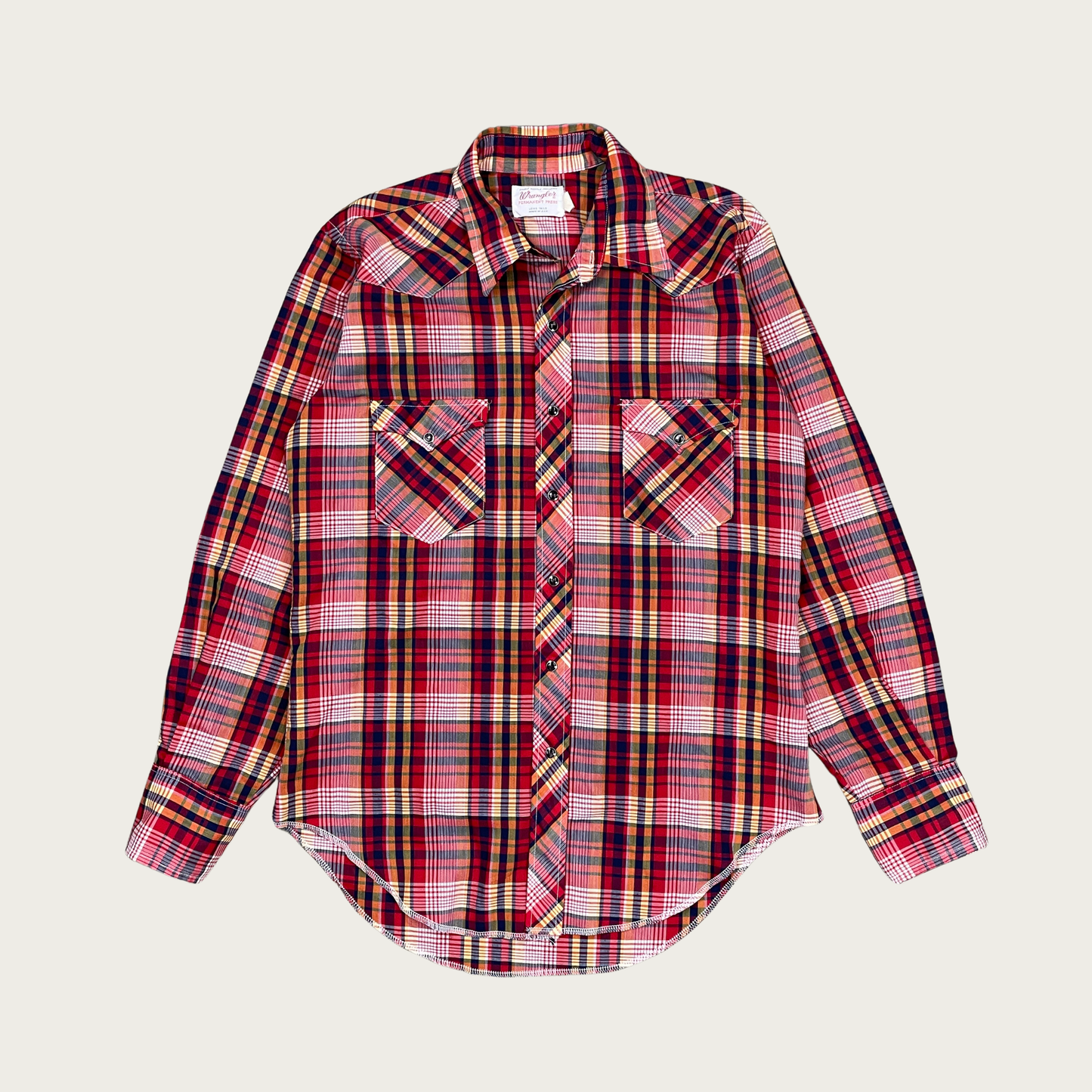 (M) Wrangler Red Plaid Button Up Shirt