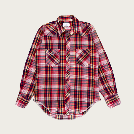 (M) Wrangler Red Plaid Button Up Shirt