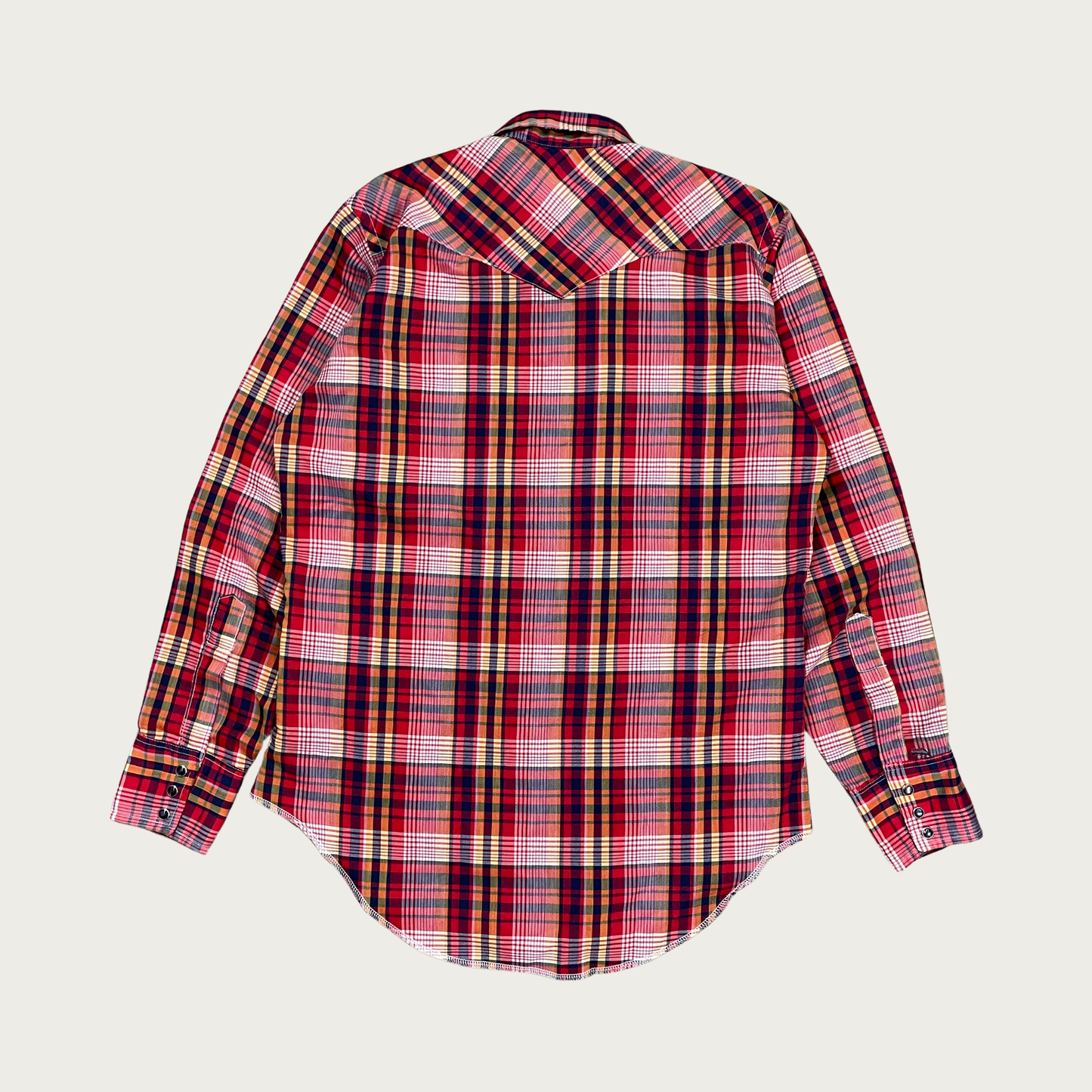 (M) Wrangler Red Plaid Button Up Shirt