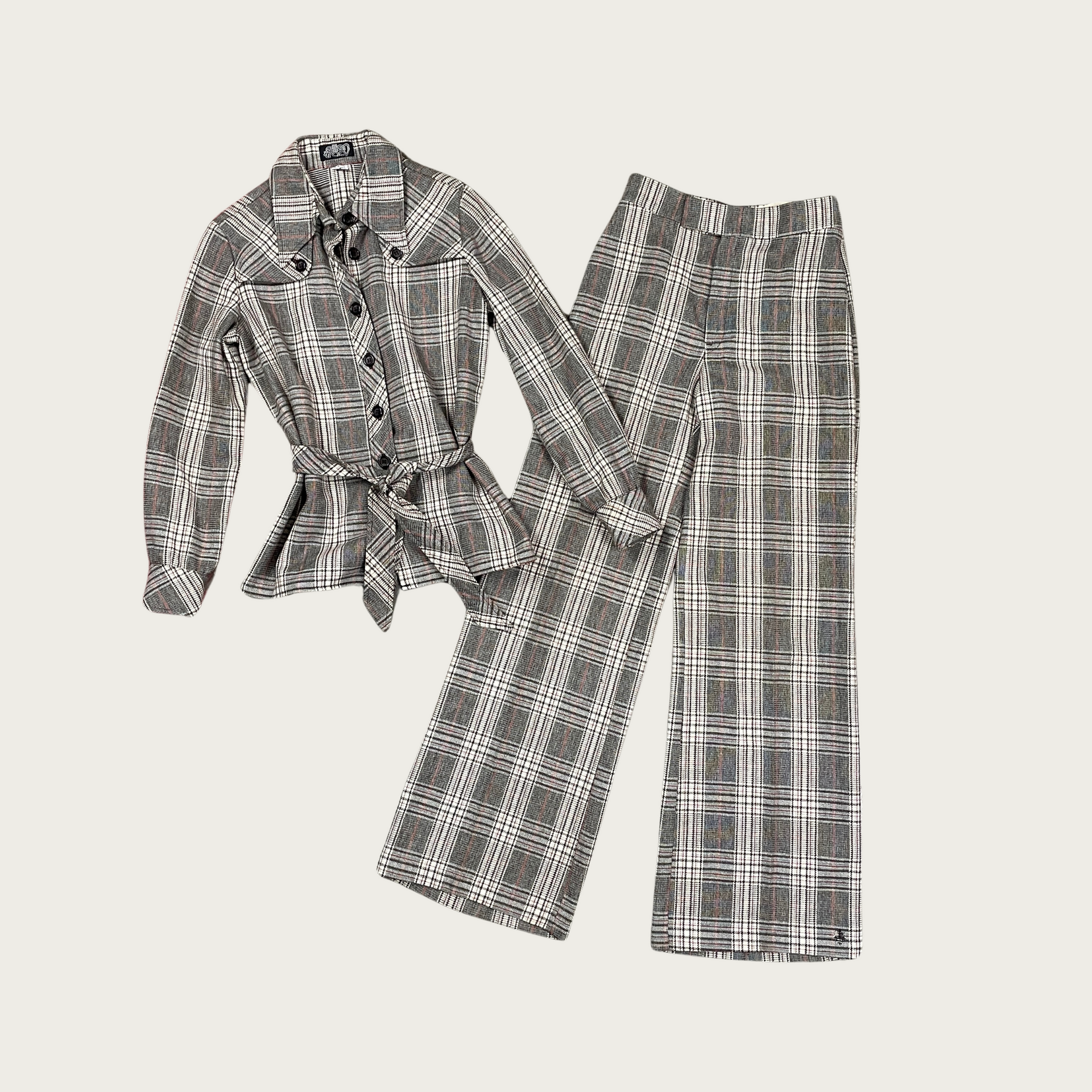 S) 70s Plaid Wool Matching Pants Set – The Clothing Warehouse