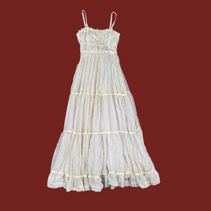 (S) 70s Gunne Sax White Prairie Maxi Dress