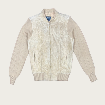 (M) 90s/Y2K Tan Suede/Knit Leather Jacket
