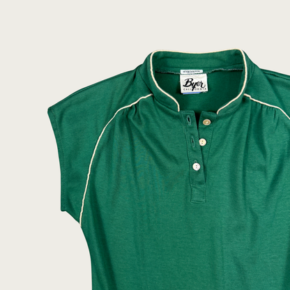 (S) 70s Green/Cream Polo Top