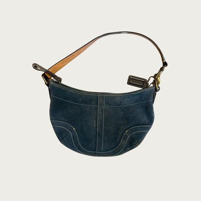2004 Coach Blue Suede Hobo Crescent Bag