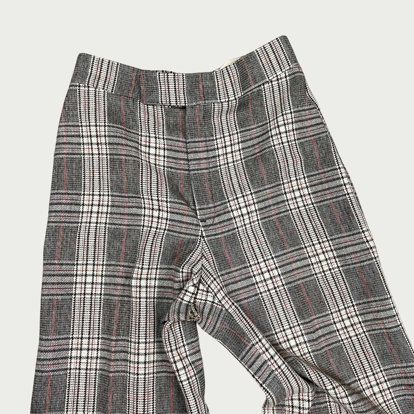 (S) 70s Plaid Wool Matching Pants Set