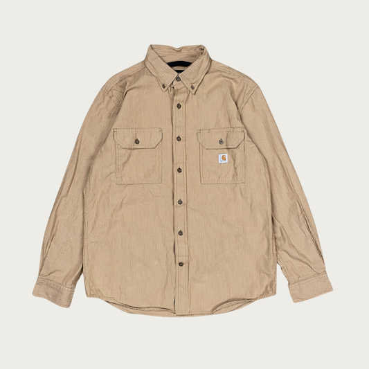 (M) Carhartt Tan Striped Button Down Shirt