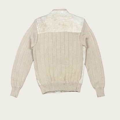 (M) 90s/Y2K Tan Suede/Knit Leather Jacket