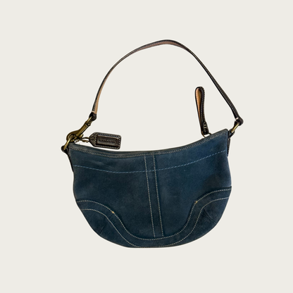 2004 Coach Blue Suede Hobo Crescent Bag