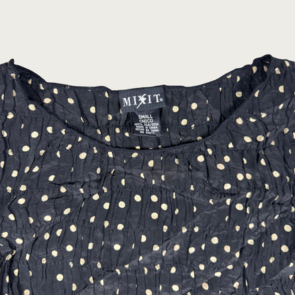 (S/M) 90s/Y2K Silk Polka Dot Top