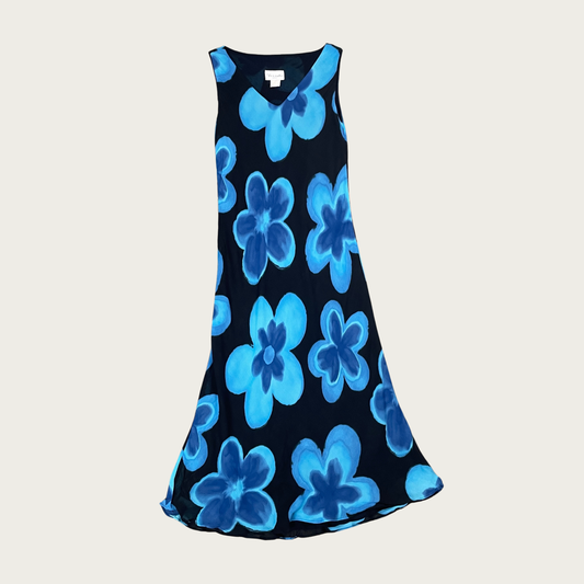 (S) Blue Floral Midi Dress