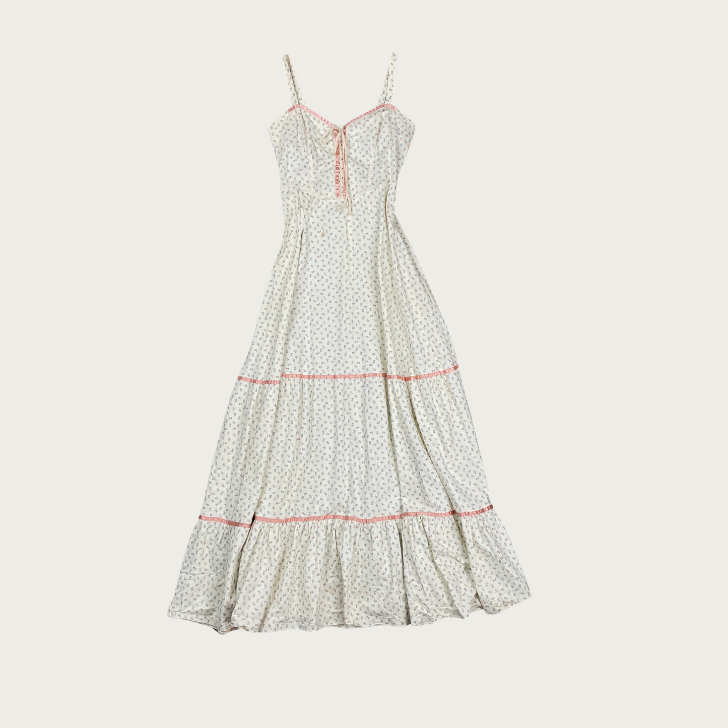 (S) 70s Gunne Sax Cream Floral Sun Dress