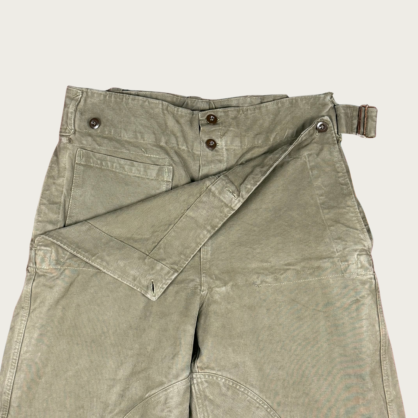 (Up to 34") 1950s French Military Stone Washed Motorcycle Pants