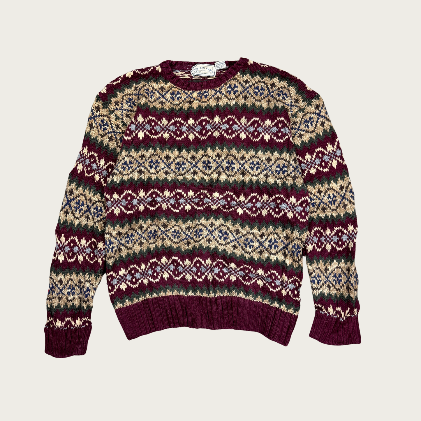 (L) Maroon Fair Isle Sweater