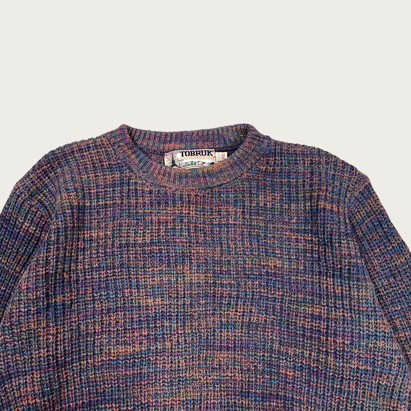 (L) Marled Knit Crewneck Sweater