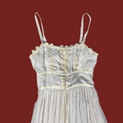 (S) 70s Gunne Sax White Prairie Maxi Dress