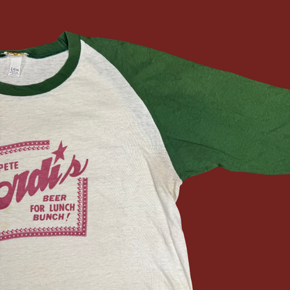 (L) 70s/80s Pete Bordi's Beer For Lunch Bunch Raglan Tee