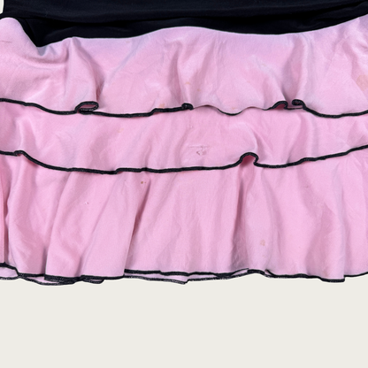(S) Y2K Pink/Black Ruffle Mini Skirt