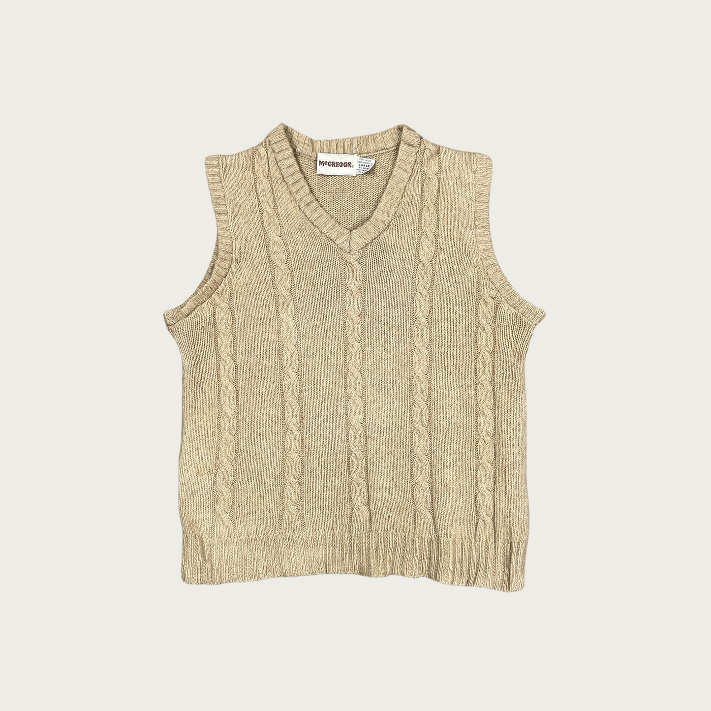 (L) Tan Cable Knit Sweater Vest