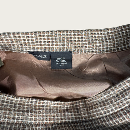 (26") Beige/Tan Wool Button Midi Skirt