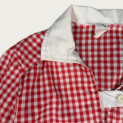 (S/M) 70s Red Gingham Mini Dress/Tunic