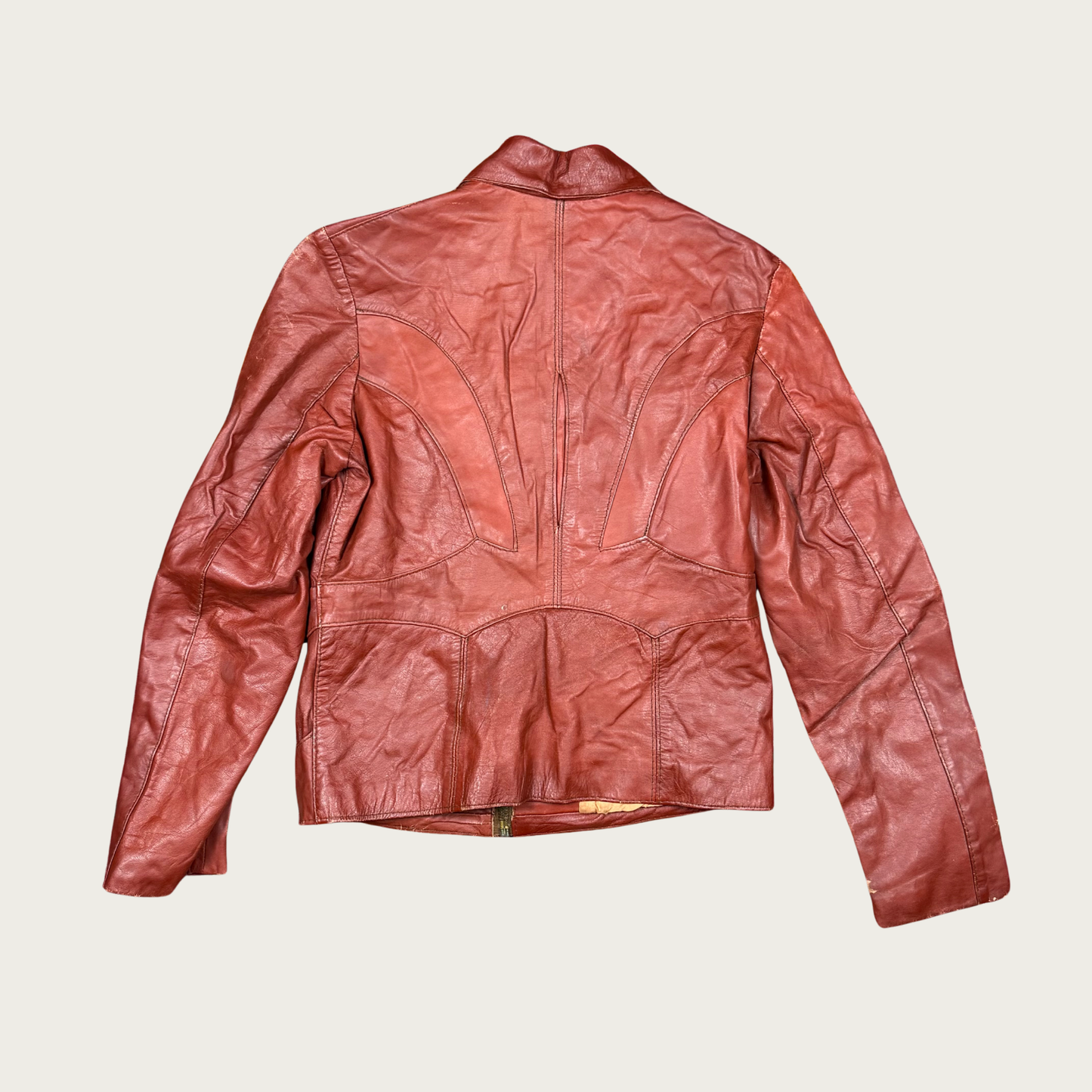 (M) 70s/80s Red Leather Jacket