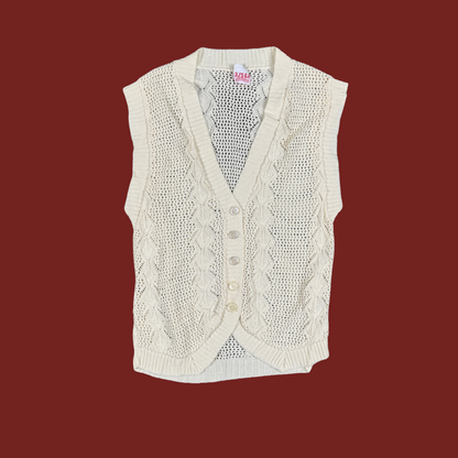(XS/S) 70s/80s Cream Knit Vest Top