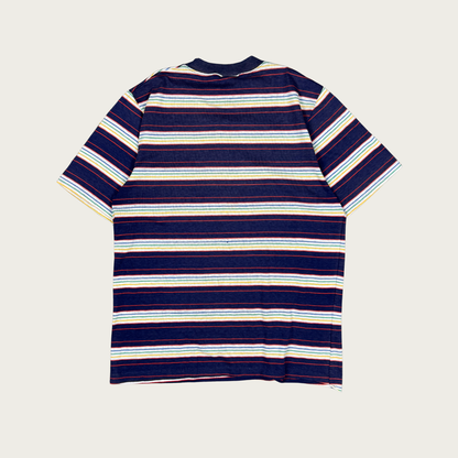 (L) 70s Rainbow Striped Pocket Tee