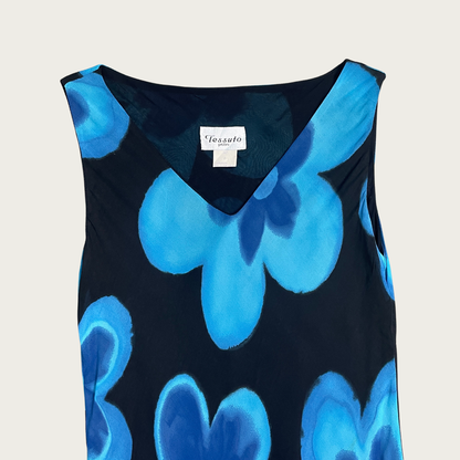 (S) Blue Floral Midi Dress