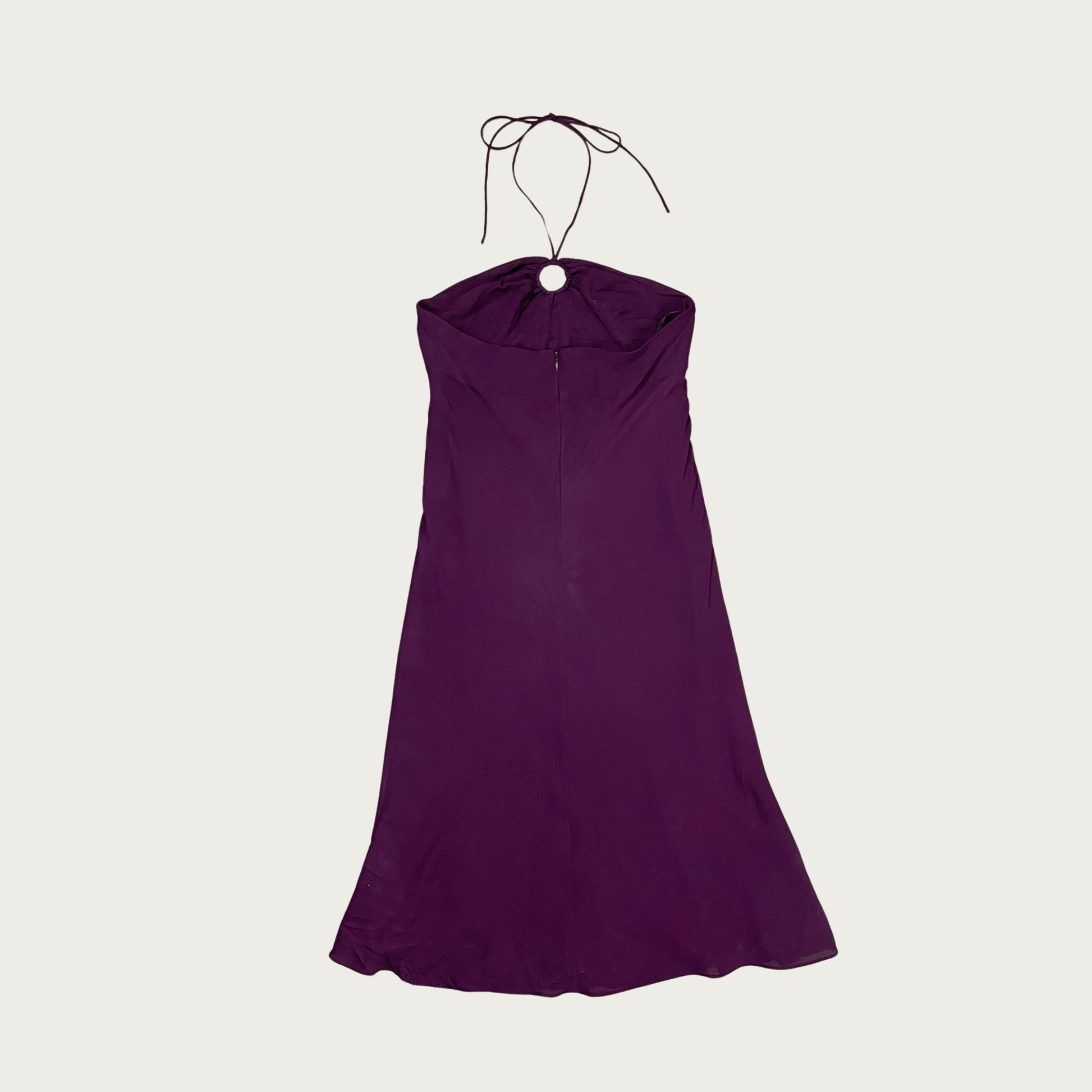 (S) Dark Purple Silk Halter Dress