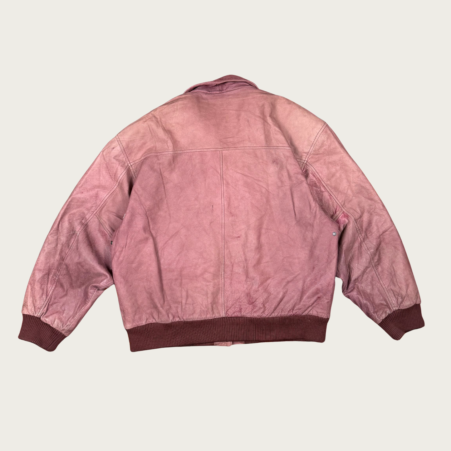 (L) 80s/90s Mauve Leather Bomber Jacket
