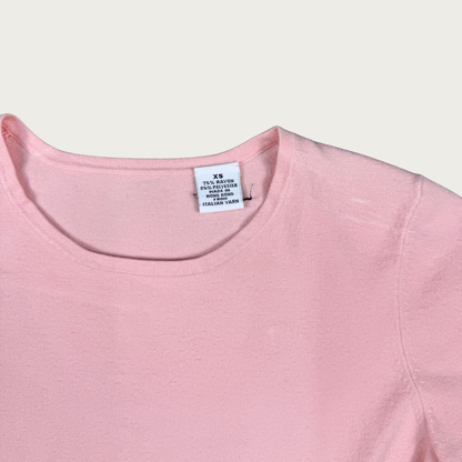 (XS) 90s/Y2K Pink Knit Baby Tee