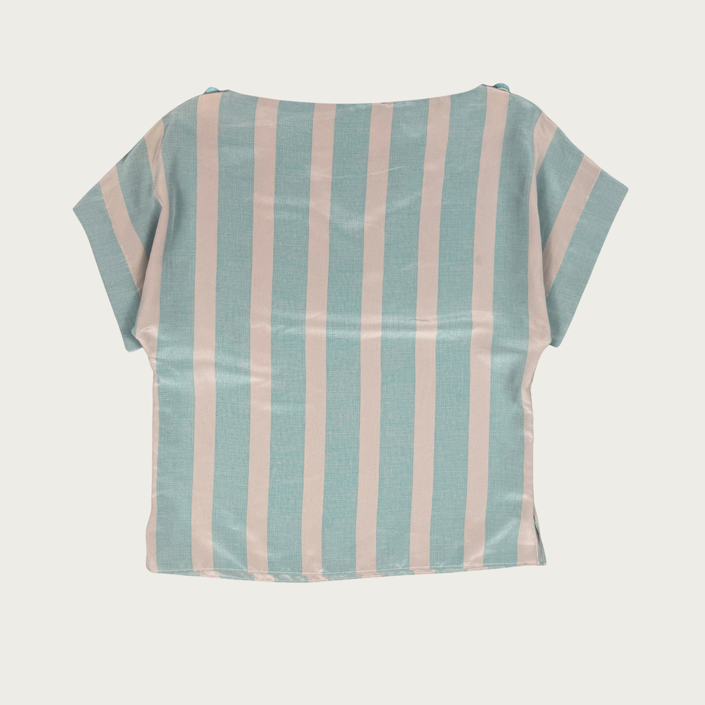 (M) 80s Blue/Gray Striped Sailor Style Blouse