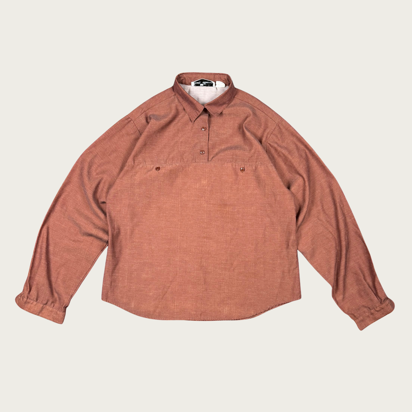 (M/L) 70s/80s Rust Orange Collared Blouse