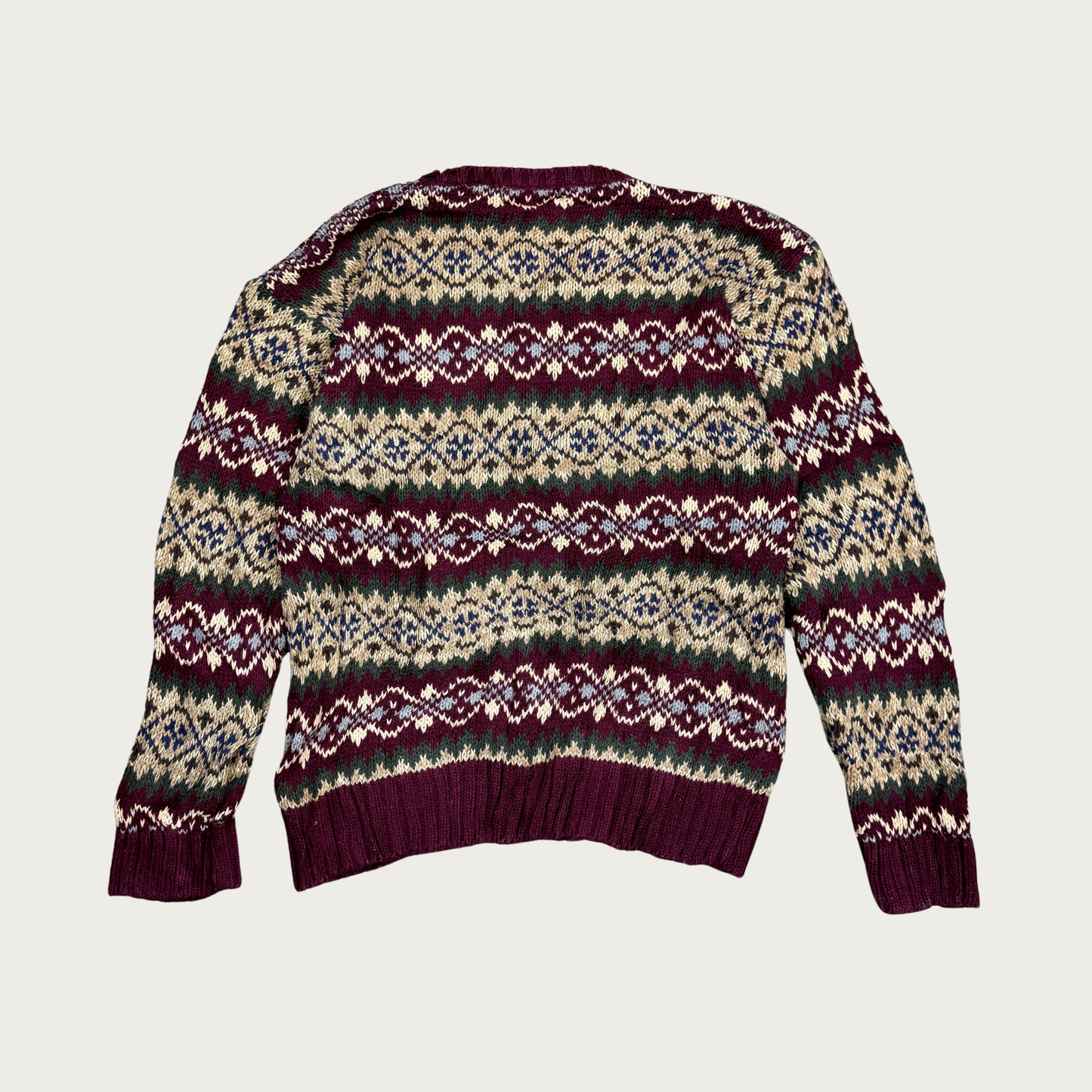 (L) Maroon Fair Isle Sweater