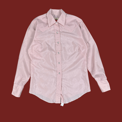 (M/L) 70s/80s H Bar C Pink Horse Print Western Shirt