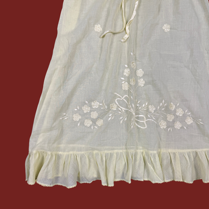 (M) 70s/80s Yellow Cotton Embroidered Slip Dress