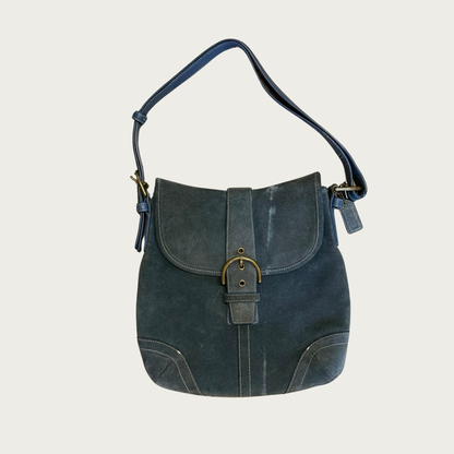 Vintage Coach Blue Suede Soho Shoulder Bag