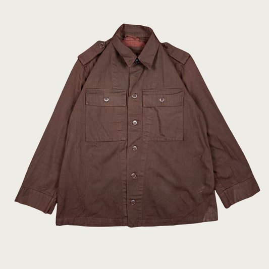 (L) 1960s Dutch Overdyed Brown Military Shirt