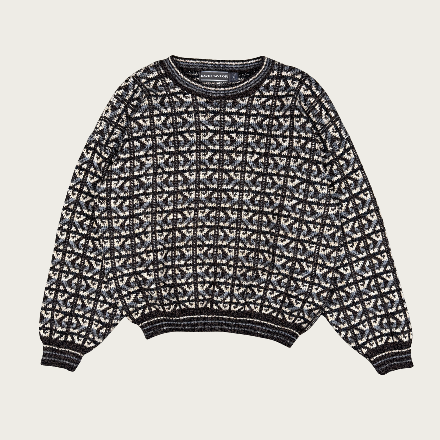 (M/L) 90s Brown/Blue Knit Sweater