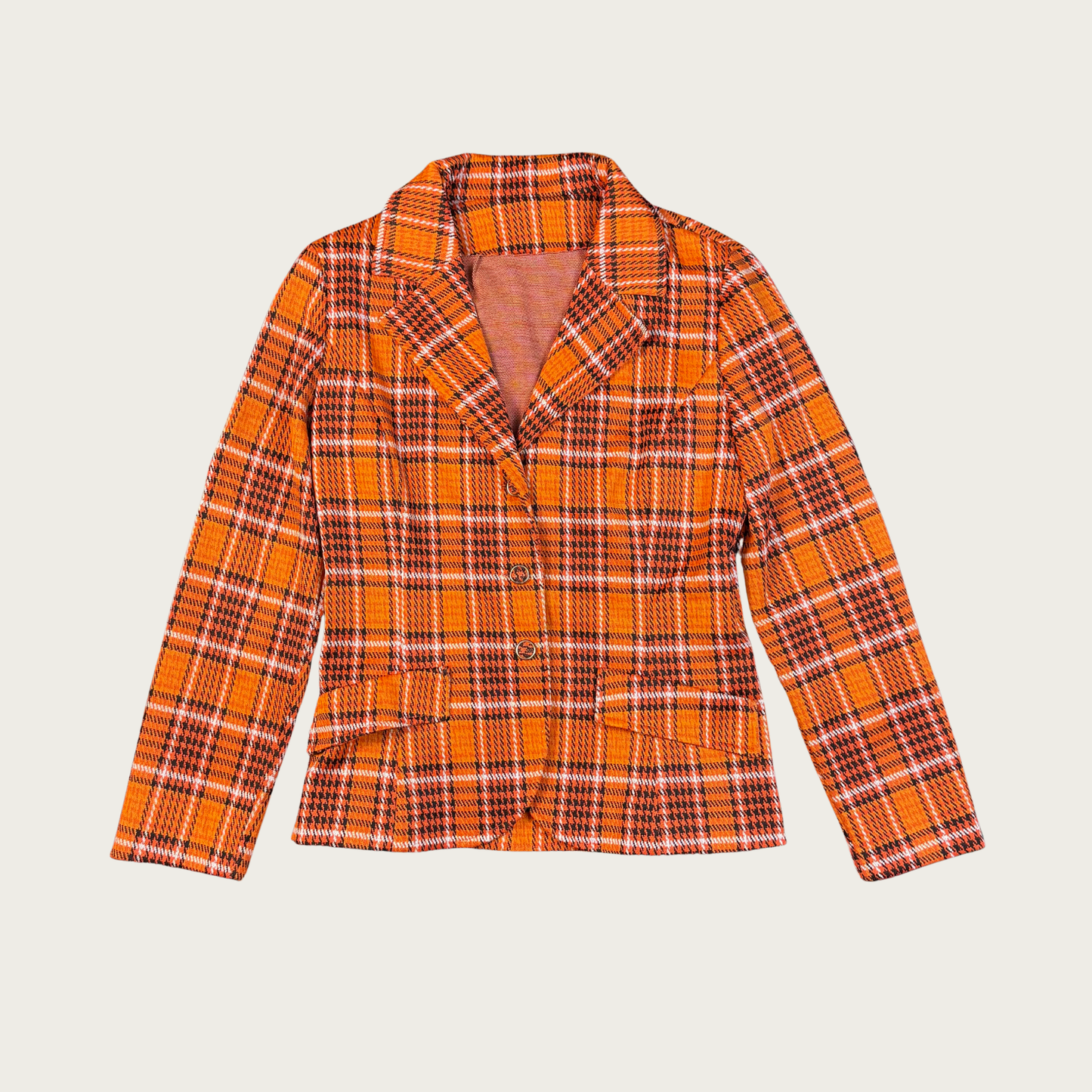 (S) 70s Orange Plaid Flares Matching Set