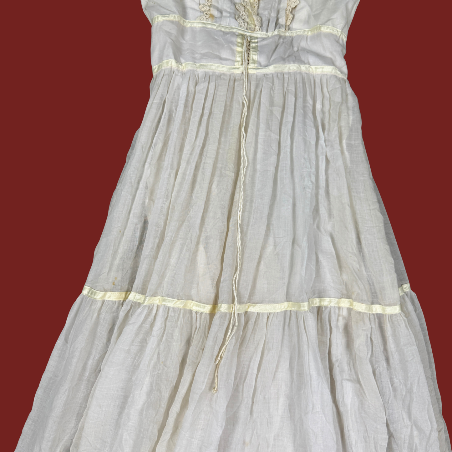 (S) 70s Gunne Sax White Prairie Maxi Dress