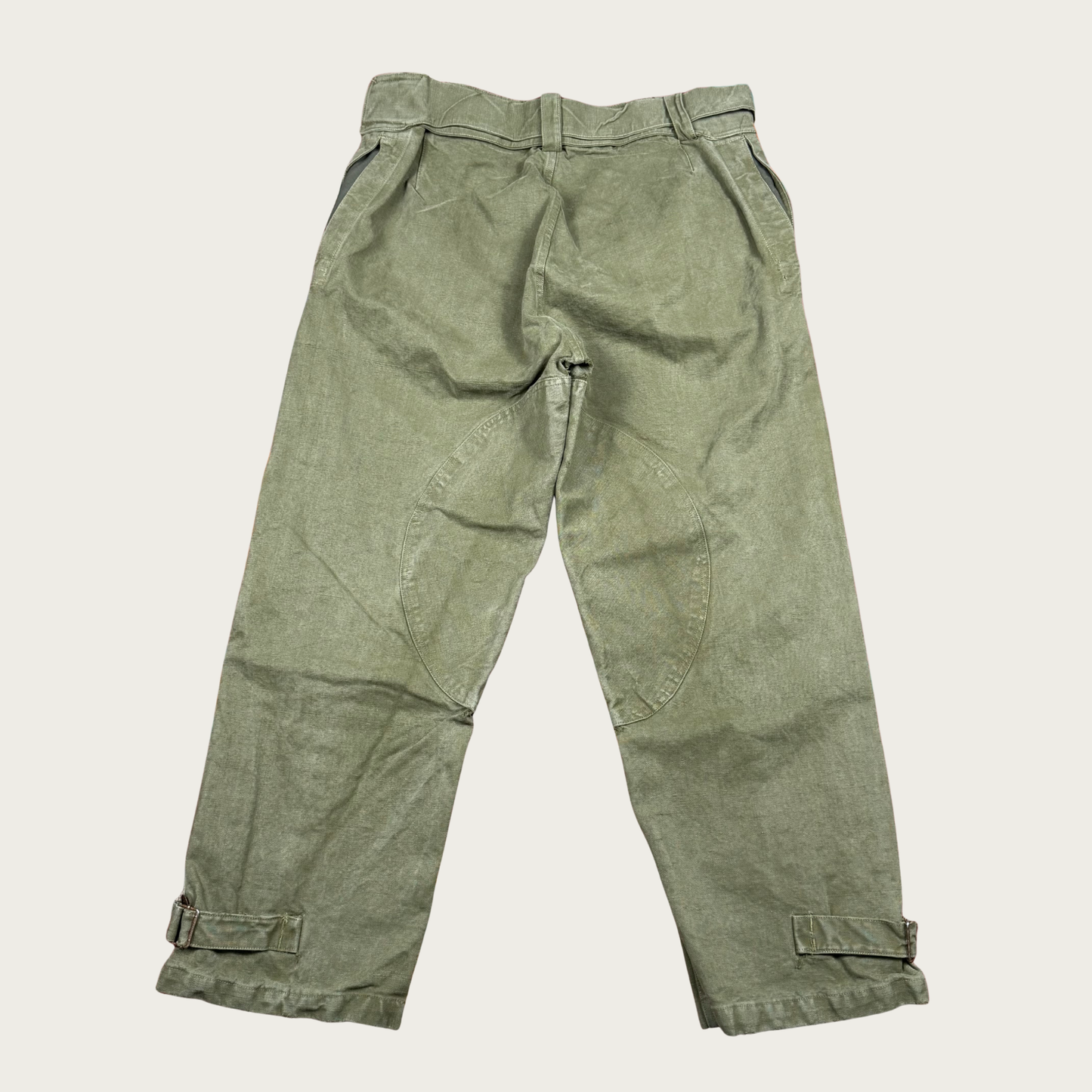 (Up to 38") 1950s French Military Stone Washed Motorcycle Pants