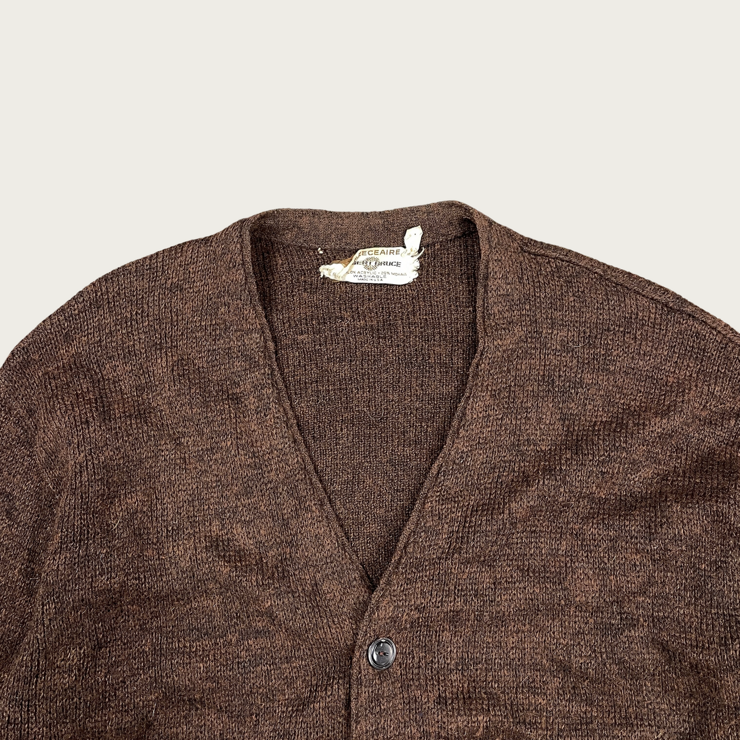 (L) Brown Acrylic Mohair Cardigan