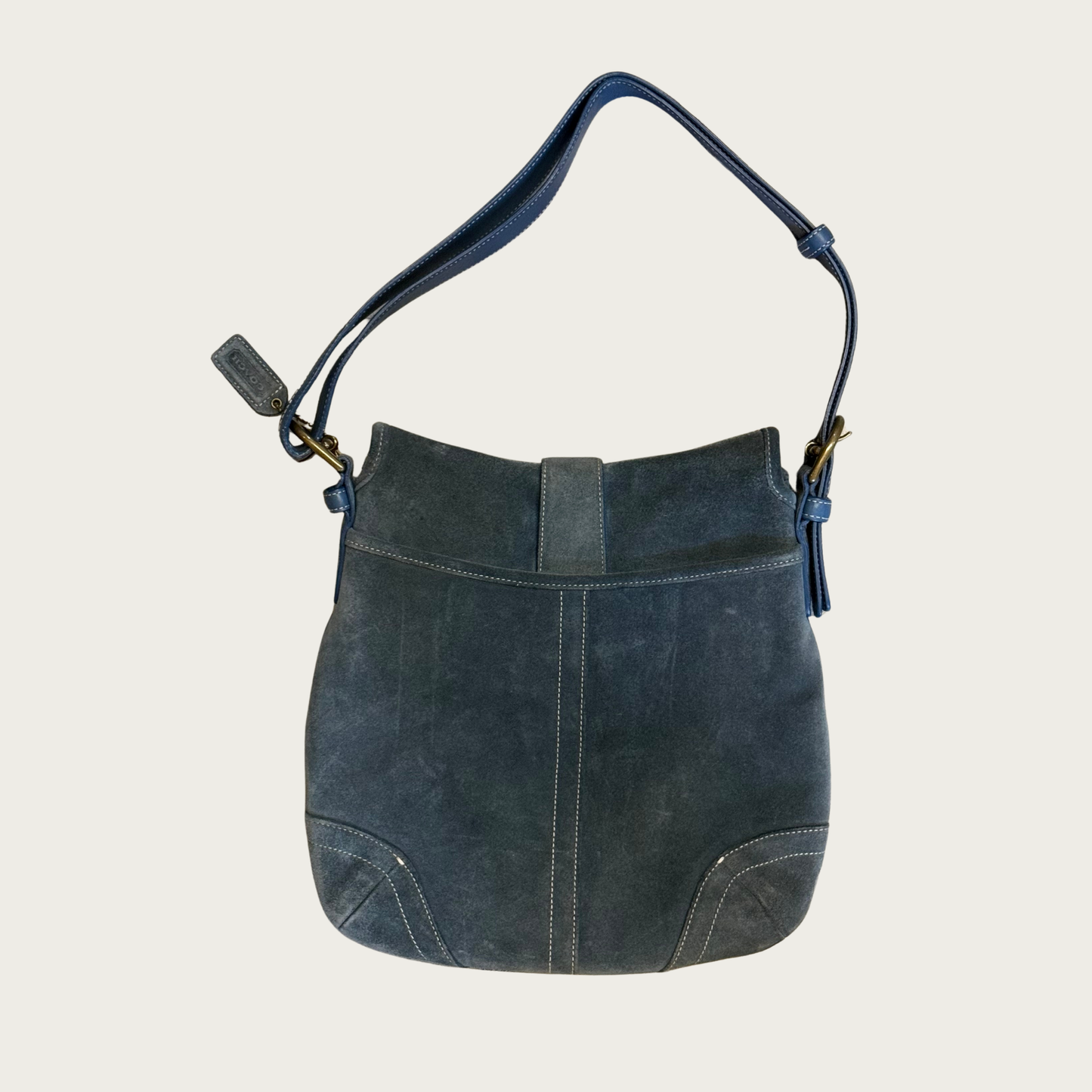 Vintage Coach Blue Suede Soho Shoulder Bag