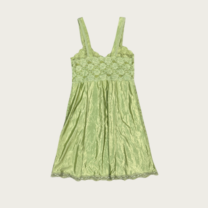 (M) Vintage Green Lace Slip Dress