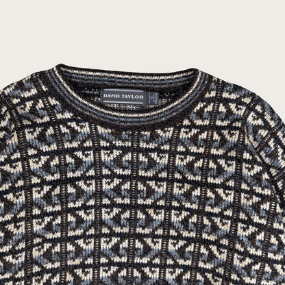 (M/L) 90s Brown/Blue Knit Sweater