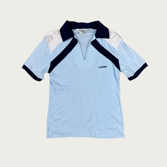 (M/L) 80s Blue/Navy Polo Top