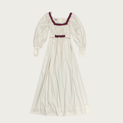 (S) 70s Embroidered Trim Maxi Dress